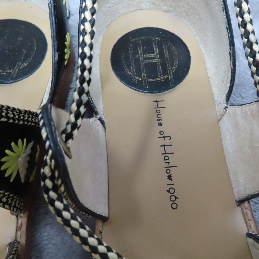 House of Harlow 1960 Leather Gladiator Sandals Lace Up Boho Raffia 39.5 US 9.5‎ - Picture 9 of 12